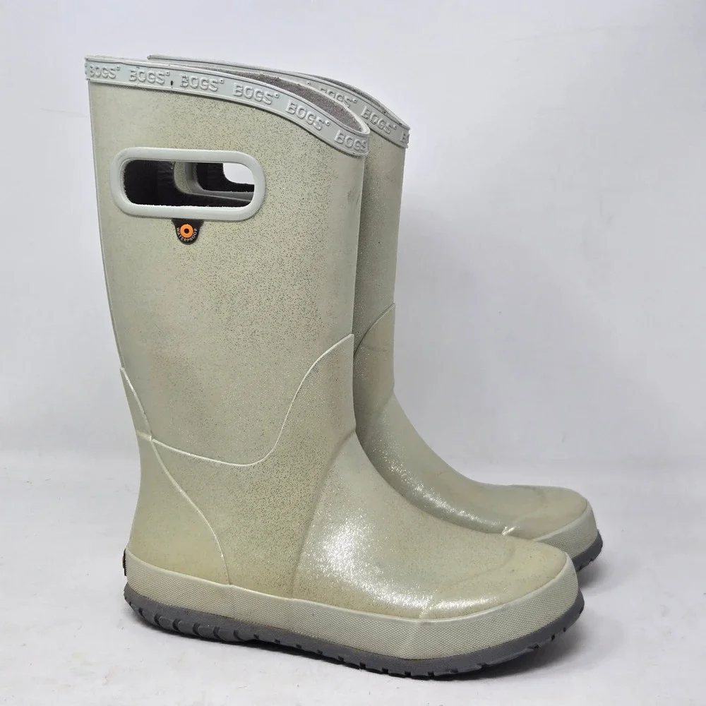 Bogs K Rainboot Glitter Green Waterproof Rubber Boots Youth Size 2 72399-040